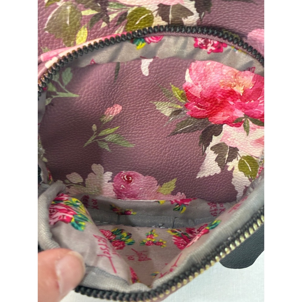 Betsey Johnson Mini Backpack Purple Floral Puppy Dog Bag Kitsch Kawaii Coquette - Picture 6 of 13